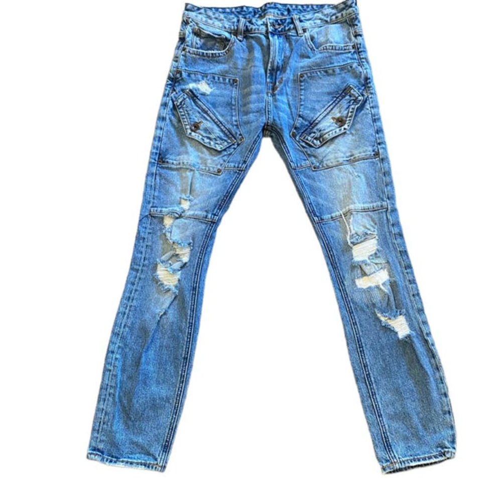 Akoo No Rivals Skulk Men Distress Denim Jeans 32X30